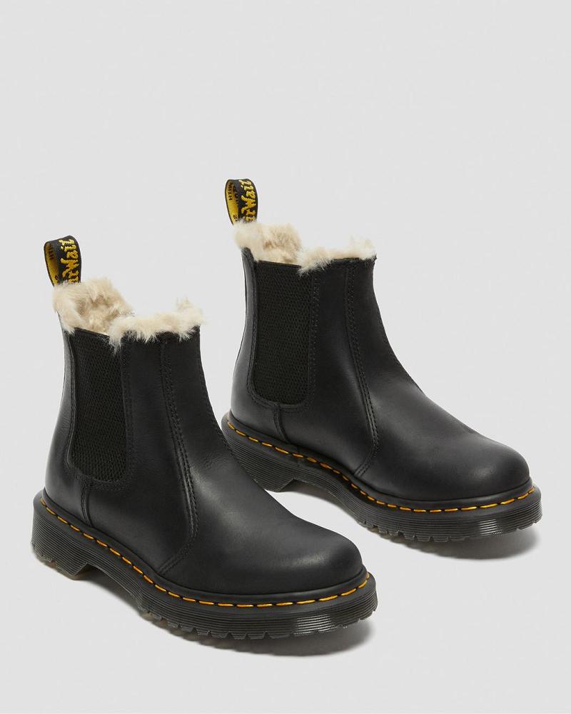 Dr Martens 2976 Faux Fur Gevoerde Enkellaars Dames Zwart | NL 80AHK